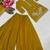 Trendy mustard embroidered kurti with flared palazzo and dupatta set