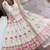 Women's off-white ethnic lotus floral thread work anarkali gown with straight pants & embroidered border dupatta