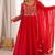 Designer red flared anarkali suit set for women