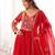 Designer red flared anarkali suit set for women