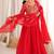 Designer red flared anarkali suit set for women