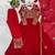 Designer red flared anarkali suit set for women