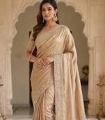 Champagne gold embroidered viscose saree