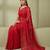 Red embroidered galaxy soft net saree