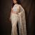 White embroidered net saree