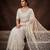 White embroidered net saree