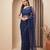 Blue embroidered net saree