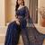 Blue embroidered net saree