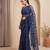 Blue embroidered net saree