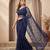 Blue embroidered net saree