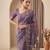 Wine embroidered chiffon saree