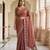 Brown embroidered chiffon saree