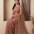 Rose pink embroidered net saree