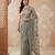 Pista green embroidered net saree