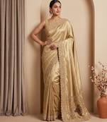 Champagne gold embroidered viscose saree