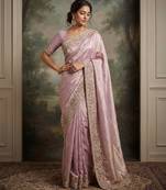 Purple embroidered viscose saree