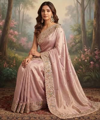 Purple embroidered viscose saree 4