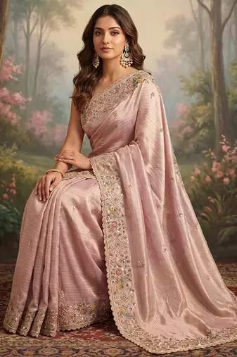 Purple embroidered viscose saree