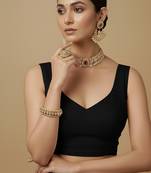 Solid premium silk v neck saree blouse