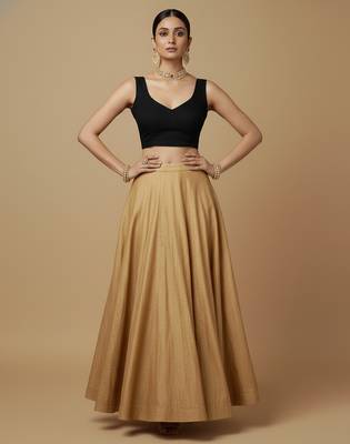 Solid premium silk v neck saree blouse 5