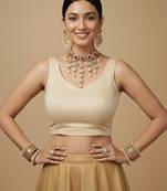 Solid premium silk v neck saree blouse