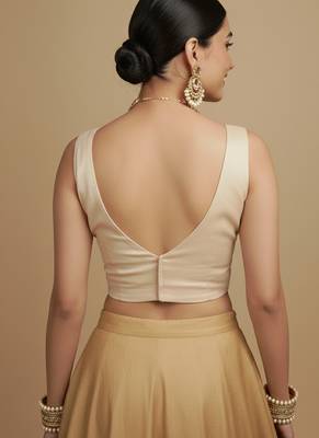 Solid premium silk v neck saree blouse 3