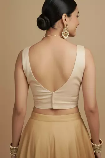 Solid premium silk v neck saree blouse