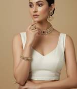 Solid premium silk v neck saree blouse