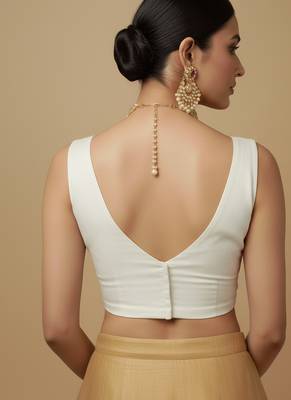 Solid premium silk v neck saree blouse 3