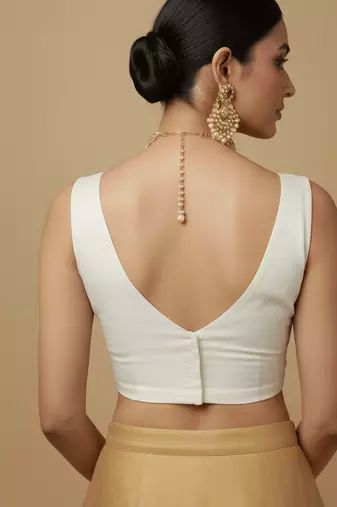 Solid premium silk v neck saree blouse