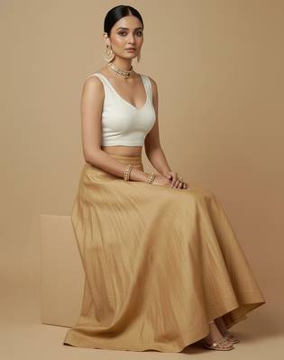 Solid premium silk v neck saree blouse 4