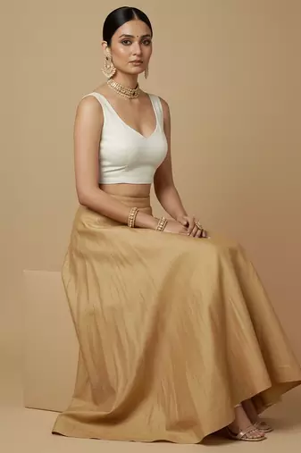 Solid premium silk v neck saree blouse