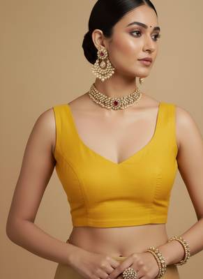 Solid premium silk v neck saree blouse 1