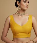 Solid premium silk v neck saree blouse