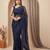 Blue embroidered net saree