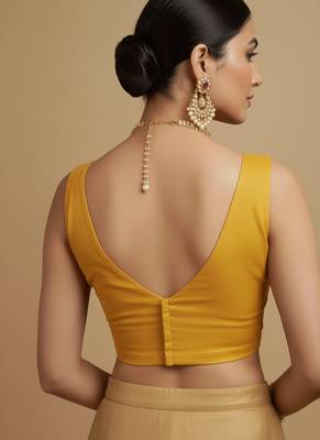 Solid premium silk v neck saree blouse 2