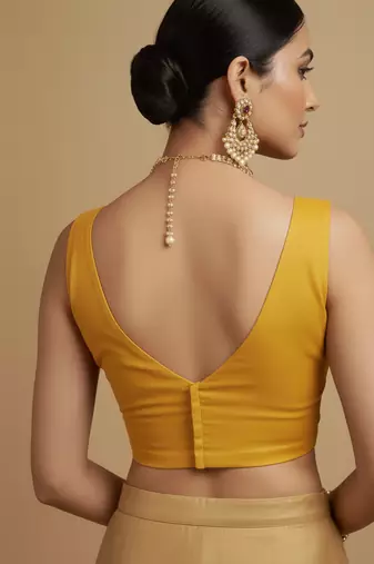 Solid premium silk v neck saree blouse