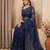 Blue embroidered net saree