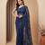 Blue embroidered net saree