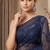 Blue embroidered net saree