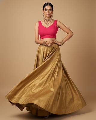 Solid premium silk v neck saree blouse 1