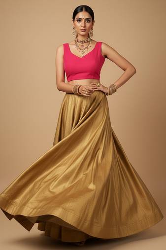 Solid premium silk v neck saree blouse
