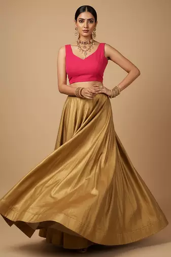 Solid premium silk v neck saree blouse