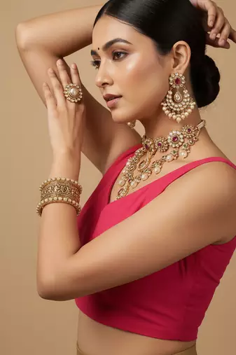Solid premium silk v neck saree blouse