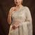 White embroidered net saree