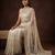 White embroidered net saree