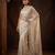 White embroidered net saree