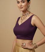 Solid premium silk v neck saree blouse
