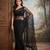 Black embroidered net saree