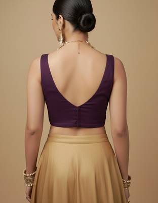 Solid premium silk v neck saree blouse 3